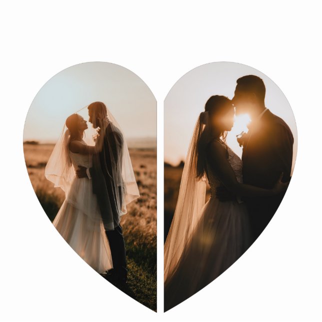 Lovely White Heart Shaped Photo Custom voor haar Staand Fotobeeldje (Voorkant)