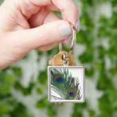 Lovely White Peacock Feather Sleutelhanger (Hand)