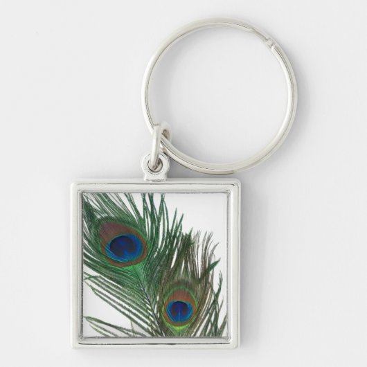 Lovely White Peacock Feather Sleutelhanger (Voorkant)