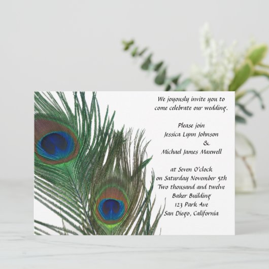 Lovely White Peacock Wedding Kaart (Staand voorkant)