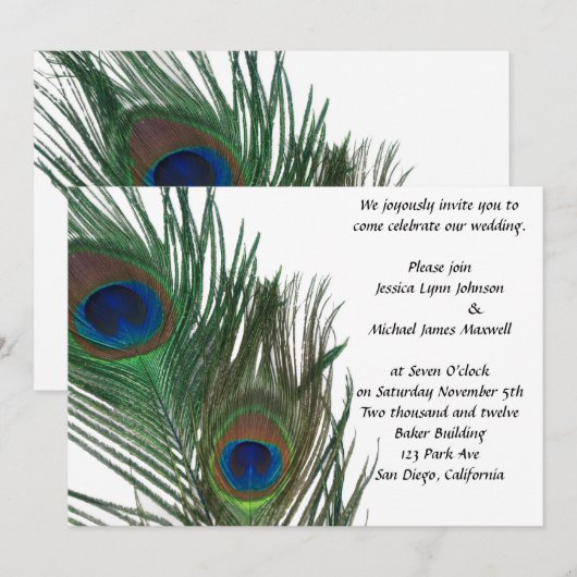 Lovely White Peacock Wedding Kaart (Voorkant / Achterkant)