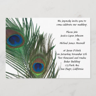 Lovely White Peacock Wedding Kaart