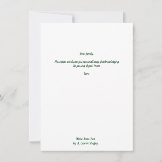 Lovely White Rosebud wenskaart Notitiekaartje (Achterkant)