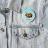 Lovely Wild Herbivore Bunny Rabbit Blue Ronde Button 5,7 Cm (In situ)