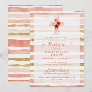 Lovely Wildflowers Christian Cross Baptism Kaart