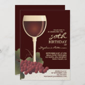 Lovely Wine & Grapes 50th Birthday Invitation Kaart (Voorkant / Achterkant)