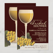 Lovely Wine & Grapes Bridal Shower Invitation Kaart (Voorkant / Achterkant)