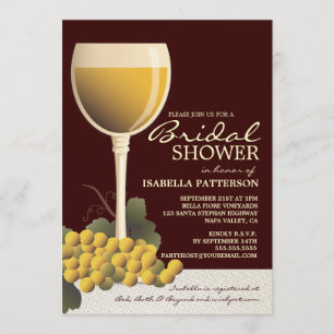 Lovely Wine & Grapes Bridal Shower Invitation Kaart