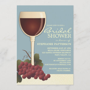 Lovely Wine & Grapes Bridal Shower Invitation Kaart