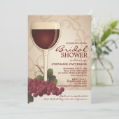 Lovely Wine & Grapes Bridal Shower Invitation Kaart (Staand voorkant)