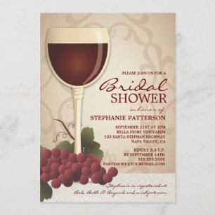 Lovely Wine & Grapes Bridal Shower Invitation Kaart