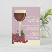 Lovely Wine & Grapes Bridal Shower Invitation Kaart (Staand voorkant)