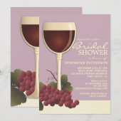 Lovely Wine & Grapes Bridal Shower Invitation Kaart (Voorkant / Achterkant)