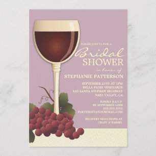 Lovely Wine & Grapes Bridal Shower Invitation Kaart