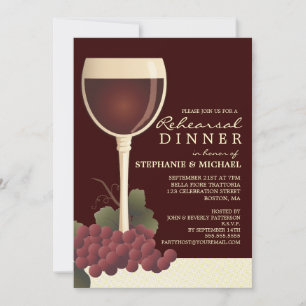 Lovely Wine & Grapes Rehearsal Dinner Invitation Kaart