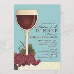 Lovely Wine & Grapes Rehearsal Dinner Invitation Kaart