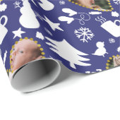 Lovely Winter Pattern Photo Collage Kerstmis Cadeaupapier (Rol Hoek)