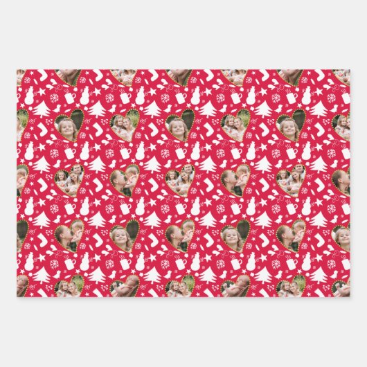 Lovely Winter Pattern Photo Collage Kerstmis Inpakpapier Vel (Voorkant)