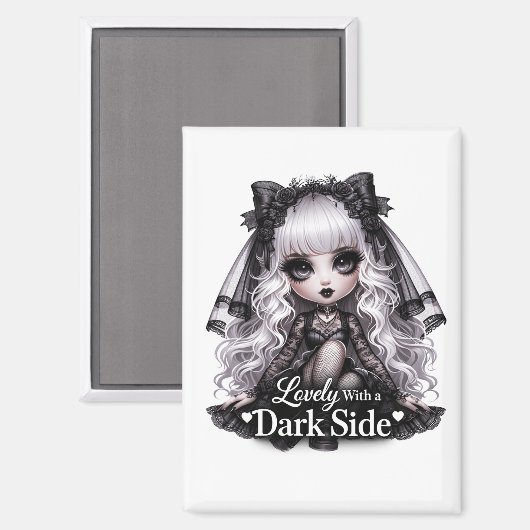 Lovely With a Dark Side Gothic Cute Magnet (Voorkant / Achterkant)