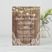 Lovely Wooden Rustic Wedding Uitnodiging (Staand voorkant)