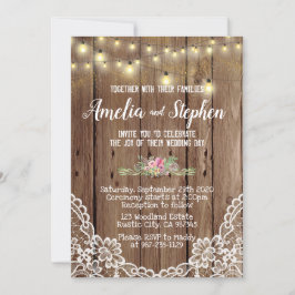 Lovely Wooden Rustic Wedding Uitnodiging