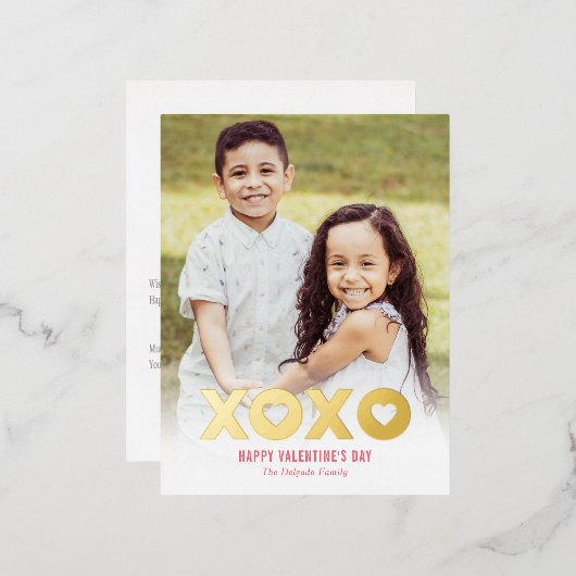 Lovely XOXO Folie Valentijnsdag Foto Briefkaart (Voorkant / Achterkant)