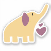 Lovely Yellow Elephant With Hearts Sticker (Voorkant)