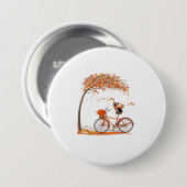 Lovely Yorkie in herfst grappige hond die fietst Ronde Button 7,6 Cm (Voorkant /achterkant)