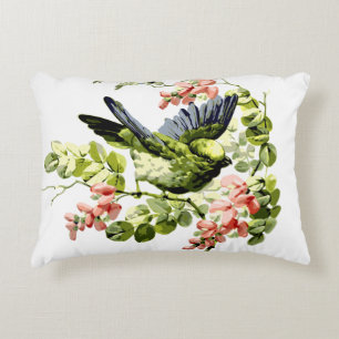 Lovely Young Parrot in Flowering Tree Accent Kussen