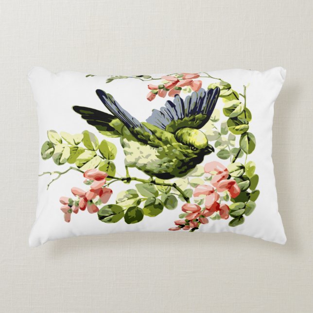 Lovely Young Parrot in Flowering Tree Accent Kussen (Voorkant)