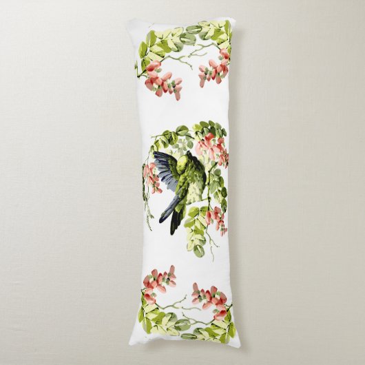 Lovely Young Parrot in Flowering Tree Lichaamskussen (Voorkant Verticaal)