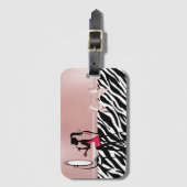 Lovely Zebra Print,Ribbon Bow,Women Silhouette Bagagelabel (Voorkant (verticaal))