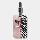 Lovely Zebra Print,Ribbon Bow,Women Silhouette Bagagelabel (Voorkant verticaal)