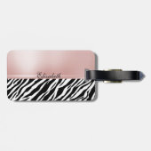 Lovely Zebra Print,Ribbon Bow,Women Silhouette Bagagelabel (Achterkant horizontaal)