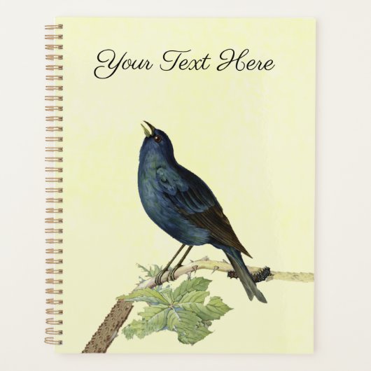 Lovely Zingende zwarte vogel op Branch Caterpipe Planner (Voorkant)