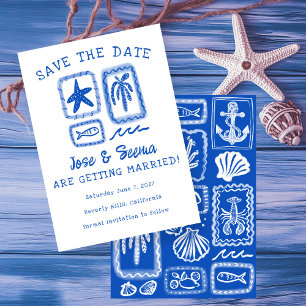 LoveNote van het Zee Beach Hand-Drawn Schattige Cu Save The Date