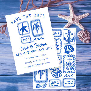 LoveNote van het Zee Beach Hand-Drawn Schattige Cu Save The Date