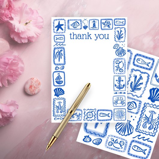 LoveNotes from the Sea Moderne Bruiloftsshower met Bedankkaart