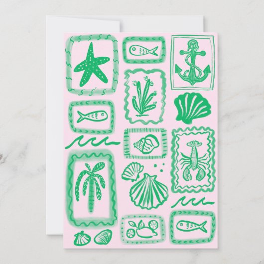 LoveNotes van het Zee Vrijgezellenfeest Modern CUS Kaart (Achterkant)