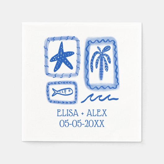 LoveNotes van Zee Beach CUSTOM Wedding Verloving Servet (Voorkant)