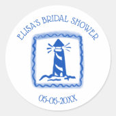 LoveNotes van Zee Lighthouse CUSTOM Vrijgezellenfe Ronde Sticker (Voorkant)