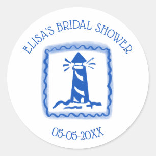 LoveNotes van Zee Lighthouse CUSTOM Vrijgezellenfe Ronde Sticker