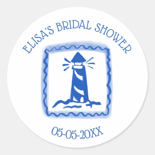 LoveNotes van Zee Lighthouse CUSTOM Vrijgezellenfe Ronde Sticker (Voorkant)