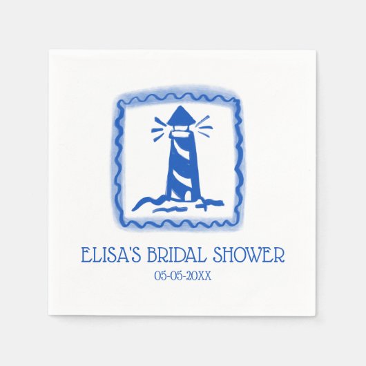 LoveNotes van Zee Lighthouse CUSTOM Vrijgezellenfe Servet (Voorkant)