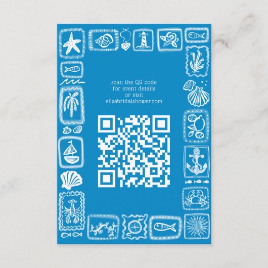 LoveNotes van Zee Modern CUSTOM QR Vrijgezellenfee Informatiekaartje (Voorkant)