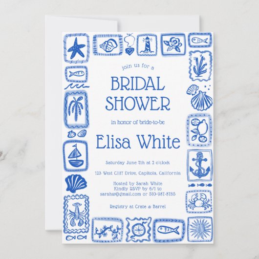 LoveNotes van Zee Modern CUSTOM QR Vrijgezellenfee Kaart (Voorkant)