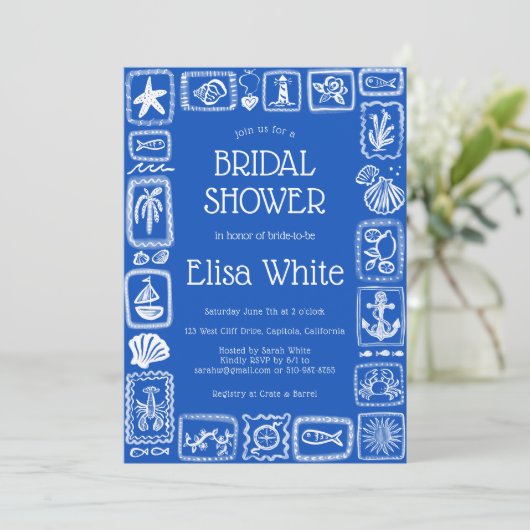 LoveNotes van Zee Modern CUSTOM QR Vrijgezellenfee Kaart (Staand voorkant)