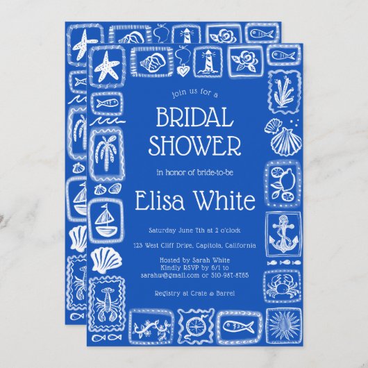 LoveNotes van Zee Modern CUSTOM QR Vrijgezellenfee Kaart (Voorkant / Achterkant)