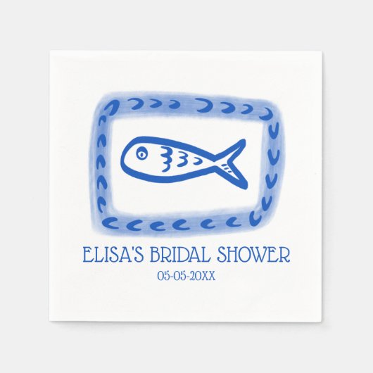 LoveNotes van Zee Schattigee vis CUSTOM Vrijgezell Servet (Voorkant)