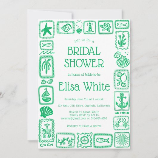 LoveNotes van Zee Vrijgezellenfeest Modern CUSTOM Kaart (Voorkant)